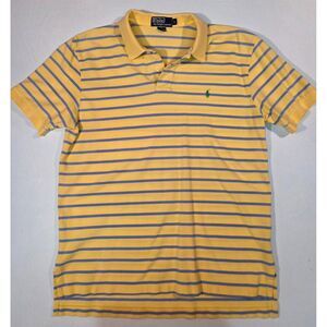 Polo Ralph Lauren Yellow Blue Striped Polo Shirt Men’s Large Short Sleeve